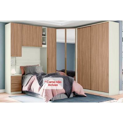 Quarto Modulado Solteiro (1 Ponte + 1 Closet + 2 G Roupas + 1 Componente) Qmh03 Areia-jequitibá