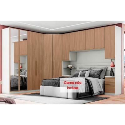 Quarto Casal Seletto 6 Peças (1 Armário Ponte 1 Closet 2 Guarda Roupas ) Areia-jequitibá