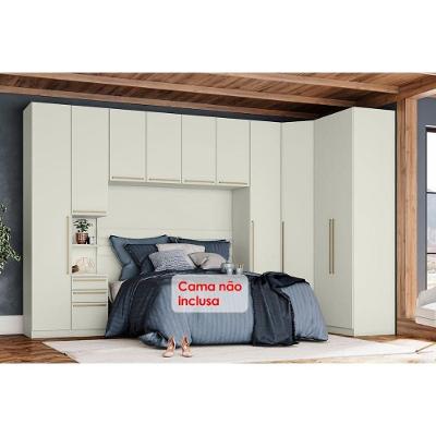 Quarto Casal Modulado 6 Peças (1 Ponte + 1 Closet + 3 G Roupas + 1 Complemento) Qmh04 Areia