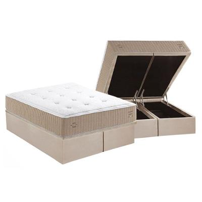 Conjunto Box Baú King: Colchão Molas Maxspring Crown Comfort C1631 Base Crc Suede Clean(193x203x32)