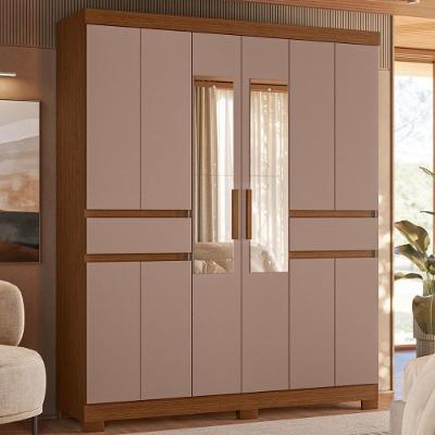 Armário De Quarto E Prateleiras 10 Portas 2 Gavetas Com Espellho Nogueira