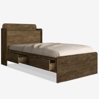Cama Solteiro Daiane Baú Castanho Com Gavetas