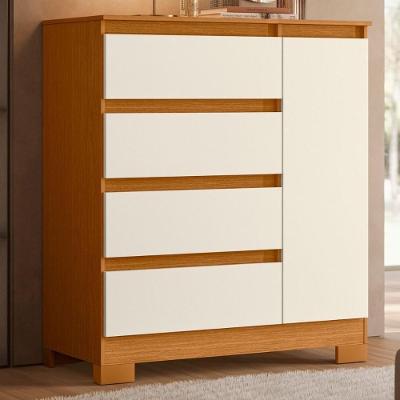 Cômoda Buffet 4 Gavetas Quarto Sala Pés Retrô Luxo Cinamomo Mel Off White
