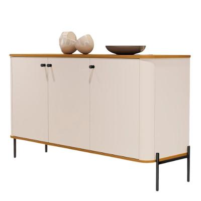 Buffet Aparador Para Sala De Estar 3 Portas Pés Em Aço - Off White Nature Preto Off White Nature Preto