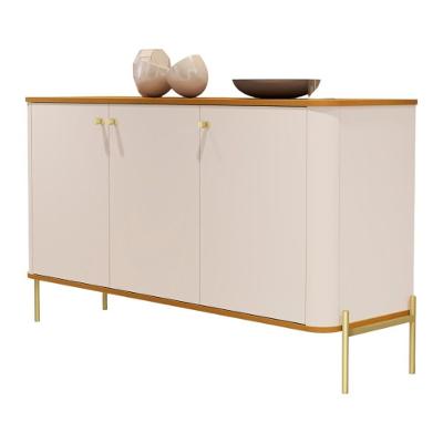 Buffet Aparador Para Sala De Estar 3 Portas Pés Em Aço - Off White Nature Dourado Off White Nature Dourado