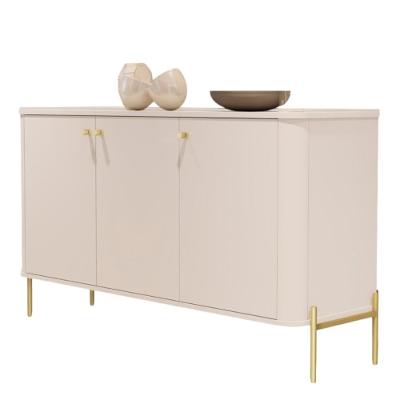 Buffet Aparador Para Sala De Estar 3 Portas Pés Em Aço - Off White Dourado Off White Dourado