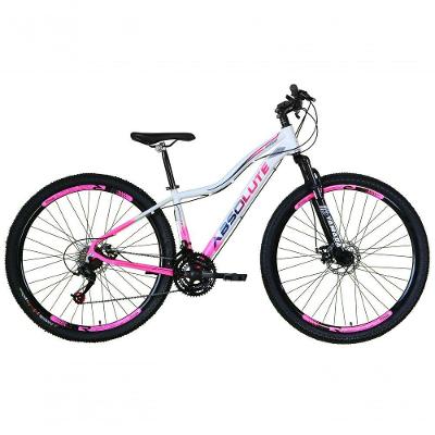 Bicicleta Aro 29 Absolute Hera Feminina Alumínio 24v Freio A Disco Garfo Suspensão Branco-Rosa 15