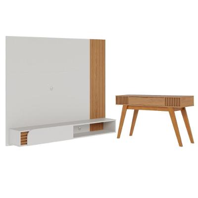 Conjunto Aparador e Painel Iris 1 Porta 1 Gaveta MDF 160CM Off White Freijo Casah