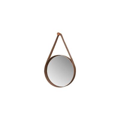 Espelho Redondo Decorativo 50 Cm Com Alça Catania Castanho