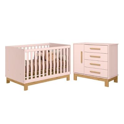 Gaveteiro Com 4 Gavetas E Berço Irã Rosa Acetinado