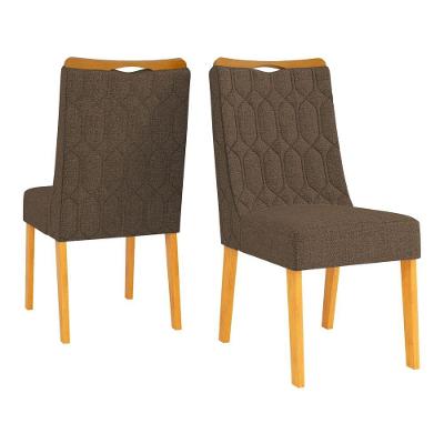 Conjunto 2 Cadeiras Estofada Sala De Jantar Bel Cedro/marrom
