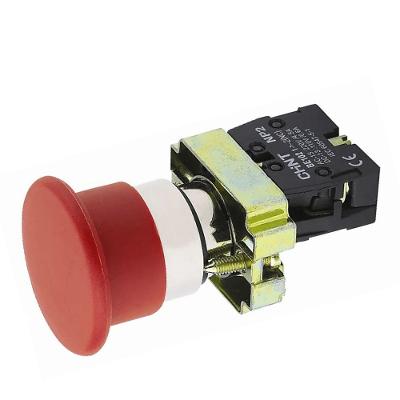 Botão de Emergência Chint NP2-BS542 Painel Cogumelo 1NF 22MM Base Metálica Bivolt Vermelho