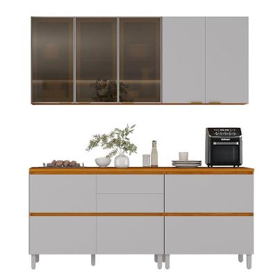Armário De Cozinha Completa 7 Portas 5 Gavetas Lais Madeirado/fendi Madeirado / Fendi