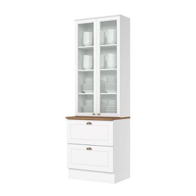 Cristaleira Henn Americana 2 Portas 2 Gavetas Sd C357-05 Nature/branco