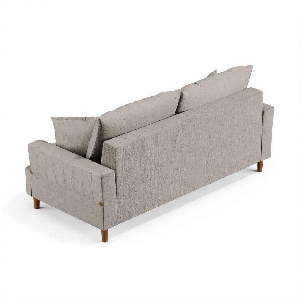 Sofá 3 Lugares 180Cm Com Almofadas Veras D05 Linho Bege - Mpozenato - 3