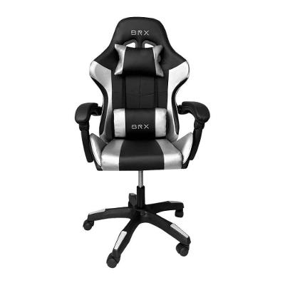 Cadeira Gamer Impact Silver em Couro Sintético com Encosto Reclinável e Braços Ajustáveis Prata
