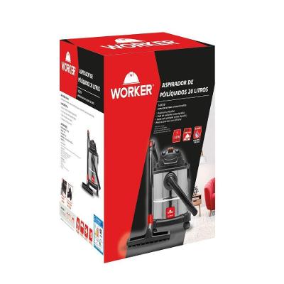 Aspirador de Água e Pó Worker Versátil 1400W 20L Função Soprador Inox 110V 35CM