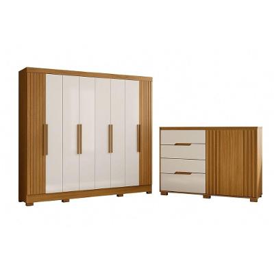 Quarto Moval Diplomata E Texas 2 Peças 10 Portas 8 Gavetas Freijo/off White/frisado