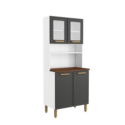 Armário de Aço Bella 80CM 4 Portas 2 de Vidro Giratória Grafite Bertolini