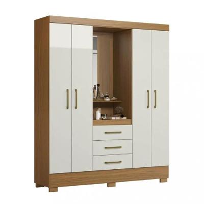 Guarda Roupa Casal Paris 4 Portas de Bater 3 Gavetas MDF Atacama-Off White