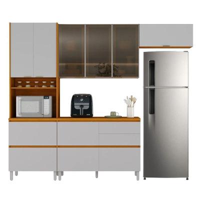 Armário De Cozinha Completa 8 Portas 5 Gavetas Lais Madeirado/fendi Madeirado / Fendi