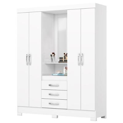Guarda Roupa Casal Capelinha Com Espelho 163 Cm B24 Branco Briz