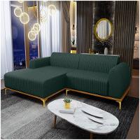 Sofá 265Cm 4 Lugares Com Chaise Esquerdo Pés Gold Molino C-117 Linho Verde - Domi - 6