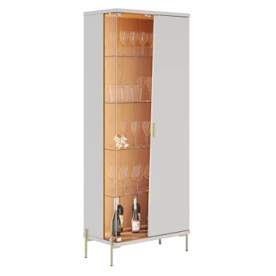 Cristaleira Porta De Vidro Com Led Sena 181x70 Com Pés