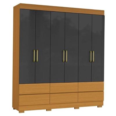 Guarda Roupa Casal Marrocos 6 Portas 187 Cm Cinamomo Grafite Armoveis