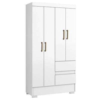 Guarda Roupa Solteiro Coimbra 4 Portas 100 Cm Branco Armoveis