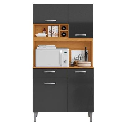 Kit Cozinha Compacta 4 Portas Malva Roma 91 Cm Cinamomo Grafite Armoveis
