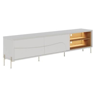 Rack Bancada Amalfi para Tv 75 Pol 216,8cm MDP com Led Off White Matte Freijo Colibri Móveis
