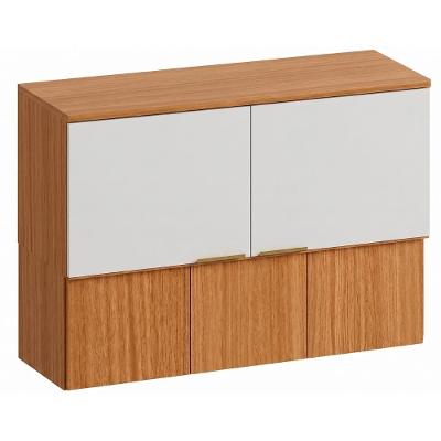 Armário Aéreo Bari 120CM 5 Portas MDF Porta de Bater Amêndoa Poliman Móveis