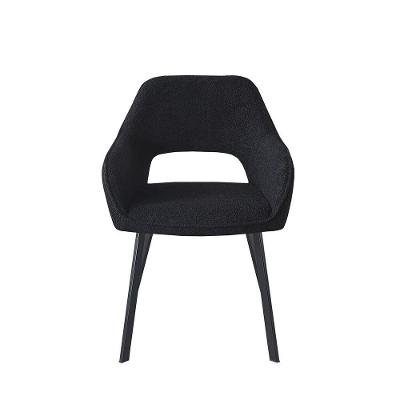 Cadeira Oslo Preta Estofada Com Braço Moderna Aço Waw Design
