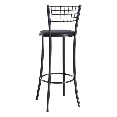 Banqueta Alta Aço Com Assento Estofado Multimóveis CR50263 Preto