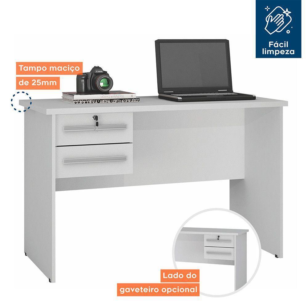 Mesa Para Computador 2 Gavetas Byte Valdemóveis Branco Acetinado - 5