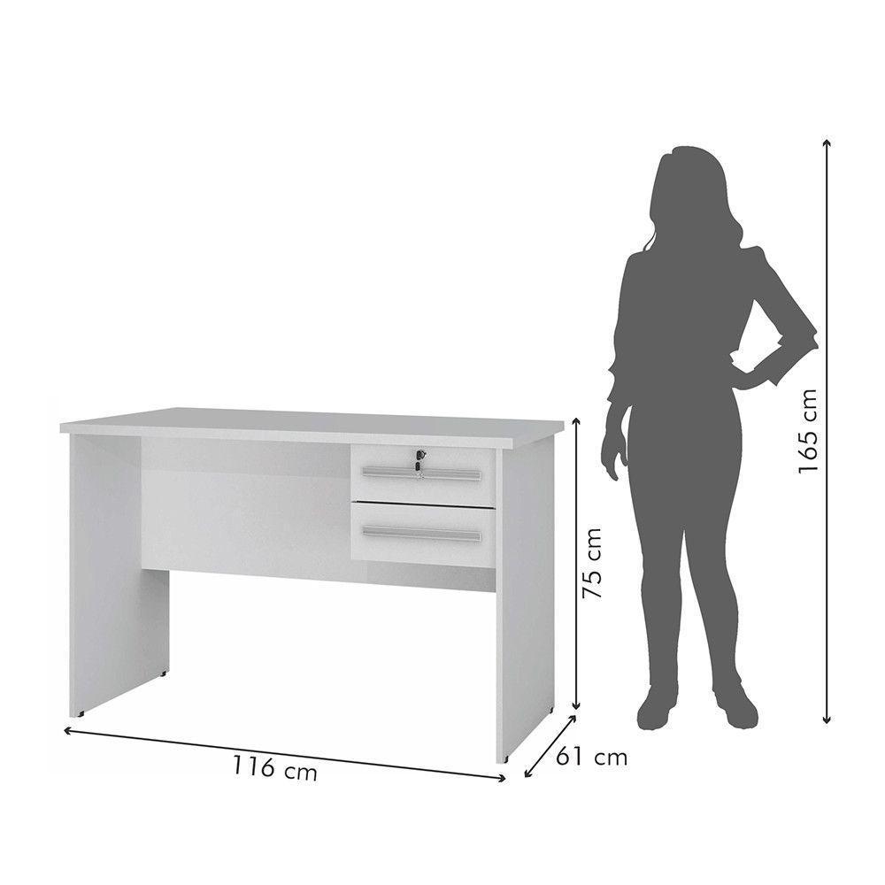 Mesa Para Computador 2 Gavetas Byte Valdemóveis Branco Acetinado - 6