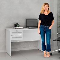 Mesa Para Computador 2 Gavetas Byte Valdemóveis Branco Acetinado - 3