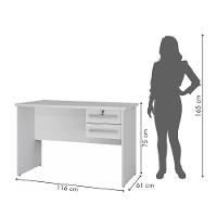 Mesa Para Computador 2 Gavetas Byte Valdemóveis Branco Acetinado - 6
