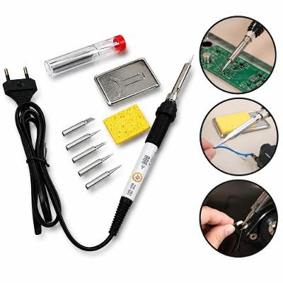 Ferro de Solda Profissional Kit Pirógrafo 220V 60W com Controle de Temperatura Preto Yeet