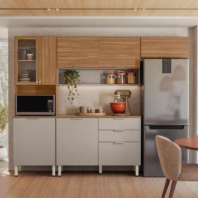 Kit Para Cozinha Compacta Ambiente Alba Com Balcão Amêndola Nude Prime Tx - Demóbile
