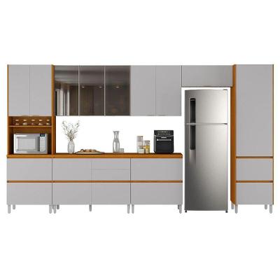 Armário De Cozinha Completa 13 Portas 7 Gavetas Lais Madeirado/fendi Madeirado / Fendi