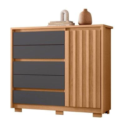 Cômoda Sapateira Duetto 01 Porta E 05 Gavetas Freijo Titanium - Móveis Albatroz