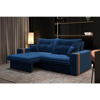 Sofá-cama Ipanema 3 Lugares Retrátil e Reclinável 200CM Azul Marinho Cia Lar