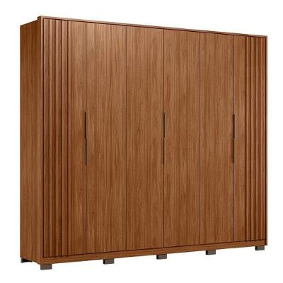 Guarda Roupa Casal Ripado Atrice D66210kpe 6 Portas Nogueira Touch Com Pés Demóbile – Demartêz