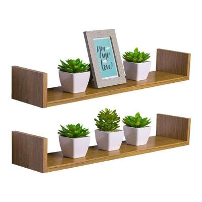 Kit 2 Prateleiras U Freijó Moderno MDP 90CM Marrom Mercado das Prateleiras