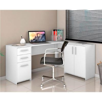 Mesa Office Escrivaninha 2 Portas 3 Gavetas Nt2005 Notável Branco New