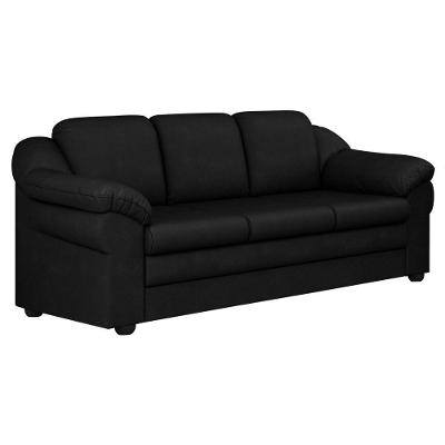 Sofá Áurea Living 3 Lugares 207CM Preto Couro Sintético Estrutura Madeira Áurea