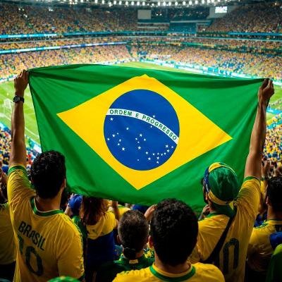 Bandeira Brasil Grande Torcedor em Poliéster Amarelo e Verde 90CMx140CM