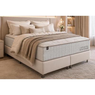 Cama Box com Colchão Queen Physical Corano White Molas Ensacadas Courino Branco Ortobom 158CM